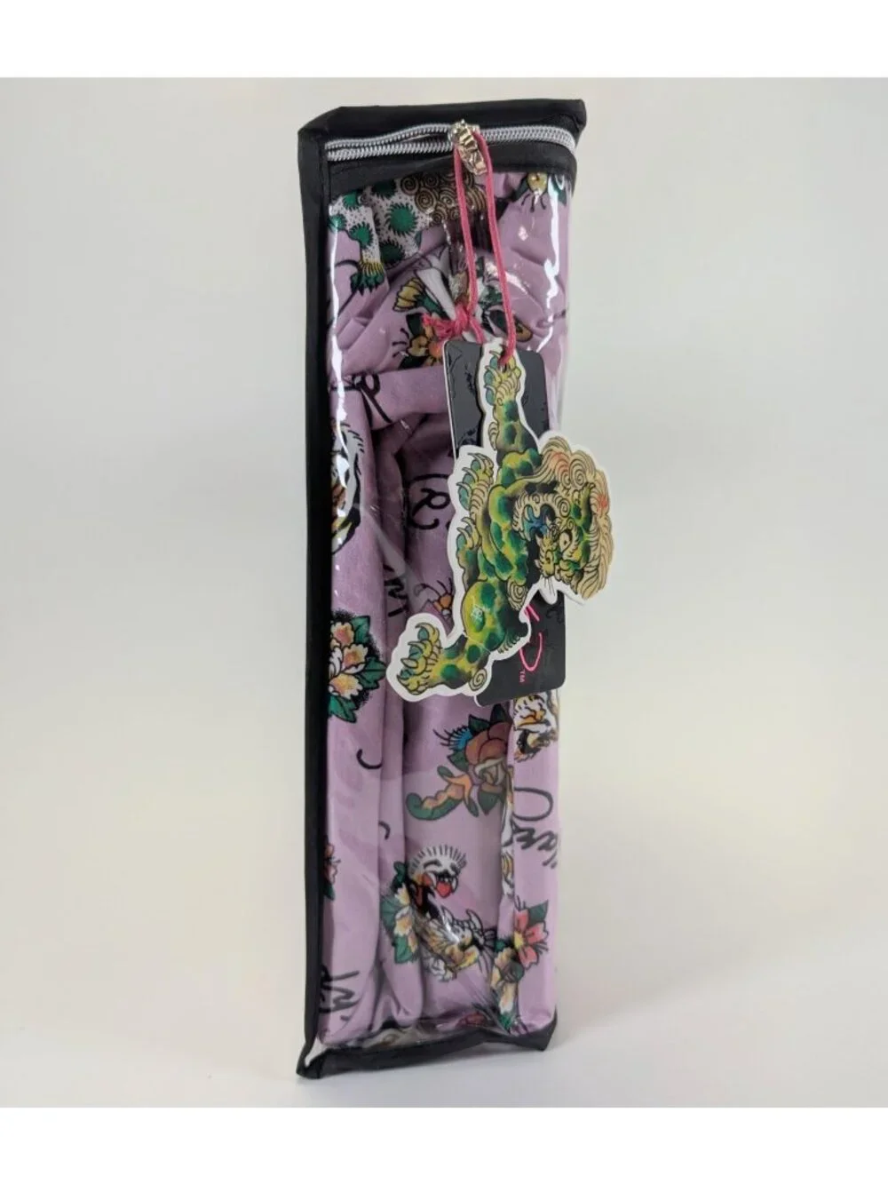 Ed Hardy Queen Sheet Set 6-Piece w 4 Pillowcases Purple Heart Tiger Rose - NEW